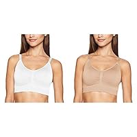 Motherhood Maternity Women's Maternity Full Busted Seamless Clip Down Nursing Bra, white/nude Two Pack, Small
