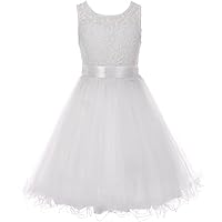 Sweetheart Soft Embroidered Bodice Tulle Scarf Ribbon Easter Flower Girl Dress