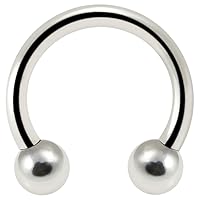925 Sterling Silver Internally Thrreaded 16 Gauge Circular Barbell with Ball - Septum Ring - Silver Tragus Piercing - Silver Horseshoe Body Piercing Jewelry