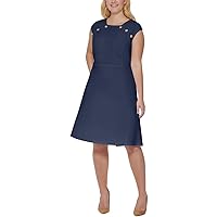 Tommy Hilfiger Plus Size Women's Fit and Flare Dress, Sky Captain