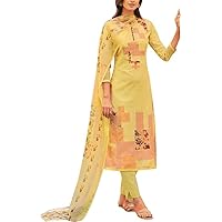Yellow Color Pakistani Designer Stitched Cotton Printed Worked Shalwar Kameez Lawn Suits