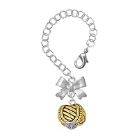 Plated Large Rope with Cross Spinner - Silvertone Bow Charm Accessory for Tumblers and Thermal Cups