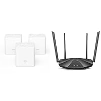 Tenda Nova Mesh WiFi System MW3 - Covers up to 3500 sq.ft - AC1200 Whole Home WiFi Mesh System 3-Pack & AC2100 Smart WiFi Router AC19 - Dual Band Gigabit Wireless Internet Router for Home