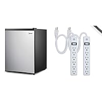Midea 2.4 Cu. Ft. Refrigerator and GE Home Electrical 6-Outlet Power Strip (2 Pack)