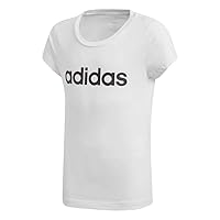 adidas Girls Tshirt Training Essential Tee Young Lifestyle Fashion New (DV0357_110) White/Black
