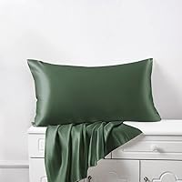 Eucalyptus Cooling Pillowcases Queen Size Set of 2 | Certified Tencel Lyocell Fiber | Cool Vegan Standard Size Silk Pillowcases for Skin and Hair (20x30 Inches, Set 2, Avocado Green)