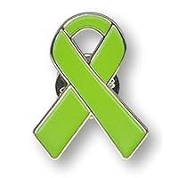 1 Lime Green Awareness Enamel Ribbon Pin With Metal Clasp Pin - Show Your Support For Muscular Dystrophy, Lyme Disease, Lymphoma, Mental Health, Non-Hodgkin’s Lymphoma, Spinal Cord Disorders