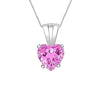 Fashion Lovely Necklace Pendant Heart Shaped Created Pink Sapphire Solitaire Prong Set 14K White Gold Plated 925 Sterling Sliver For Womens, Girls (5MM To 10MM)