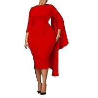Women's Long Sleeve Dress Sexy Solid Wrap Hip Ftting Large Dress African Office Bodycon Dresses