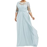 Lace Plus Size Mother of The Bride Dresses Floor Length 3/4 Sleeves