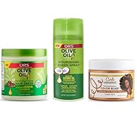 ORS Fortifying Creme Hair Dress Infused with Castor Oil - Nourishing Sheen Spray - Color Blast Temporary Hair Makeup Wax - Bundle