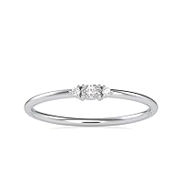 VVS 3 Stone Diamond Ring in 14k White/Yellow/Rose Gold with Oval Brilliant Cut & Round Brilliant Cut Natural Diamond stackable Promise Ring | Wedding Band Ring | Bridal Ring for Her (0.06 Cttw, IJ-SI)