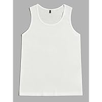 Men's T-Shirts Men Solid Tank Top T-Shirts for Men (Color : White, Size : Medium)