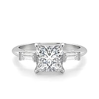 Moissanite Engagement Ring, 3.0 ct Princess Cut, 10K-18K Whte Gold, Infinity Design Halo Setting, Bridal Wedding Ring