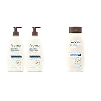 Aveeno Triple Oat Dry Skin Relief Moisturizing Lotion, Fragrance-Free, Skin Protectant, Twin Pack, 2 x 18 fl. oz & Skin Relief Fragrance-Free Body Wash with Triple Oat Formula, Gentle Daily Cleanser