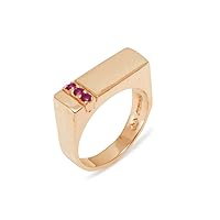 14k Rose Gold Natural Ruby Mens Band Ring - Sizes 6 to 12 Available
