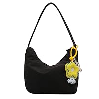 Lady Purse Simple Fashion Underarm Bag with Pendant Versatile Shoulder Bags Armpit Bag Handbag Solid Color Tote Bags