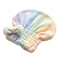 Rainbow Princess Quick Dry Microfiber Hair Towel Bag for Women Girls Super Absorbent Retractable Towel 25x30cm