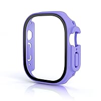 Glass+Cover for Apple Watch case Ultra 49mm smartwatch PC Screen Protector Bumper Tempered Accessories iwatch Series Ultra 49mm (Color : Lilac, Size : Ultra 49mm)