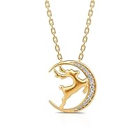 925 Starling Silver Deer Pendant for Girls & Women's | Yellow Gold Plated With 18