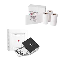 Phomemo Mini Sticker Printer- M02 Inkless Thermal Printer for Phone with 3Roll White M02 Sticker Paper, for Gift, Kids DIY, Anatomy, Photo, Graphics, Journal, Black