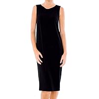 Women's Pull On Sleeveless Scoop Neck Jersey Relaxed Fit Casual Business Work Cocktail Solid Shift Dress