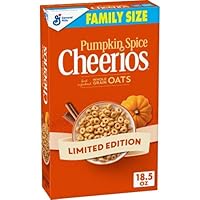 Cheerios Pumpkin Spice Breakfast Cereal, Family Size, 18.5oz (Pack of 4)