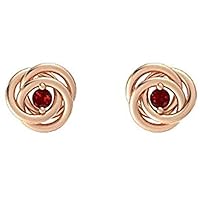 Round Shape Created Ruby 925 Sterling Silver Rose Flower Interlocking Earrings 14k White/Yellow/Rose Gold Plated