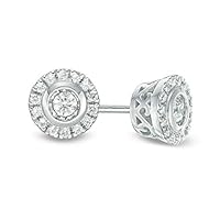 0.20 CT Round Cut Created Diamond Halo Anniversary Stud Earrings 14k White Gold Over