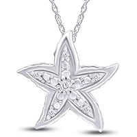 14K White Gold Plated Star Pendant With 18