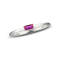 Choose Your Color 925 Sterling Silver Gemstone simple Ring Baguette Shape Chakra Healing Handmade Fashion Jewellery For Men and Women Gifts Size:4-13