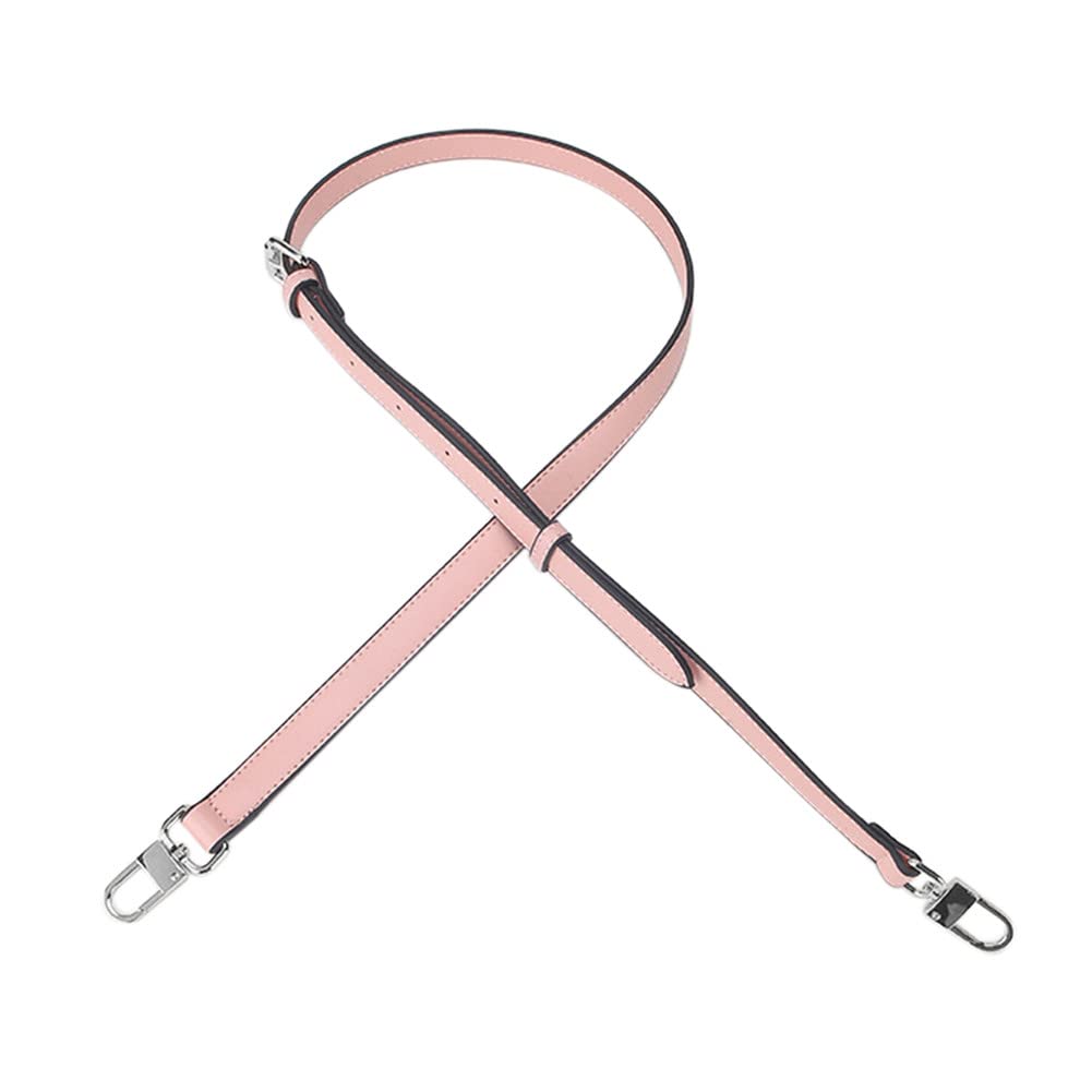Smooth Faux Leather 0.5 Inch Wide 36-48 Inch Long Adjustable Silver Clasp Purse Strap Replacement for Crossbody Shoulder Pink