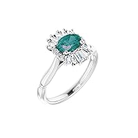 Solid Platinum Solitaire Lab-Created Alexandrite and 1/4 Cttw Diamond Ring Band (.25 Cttw) (Width = 9.2mm) - Size 7.5