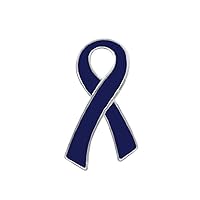 Dark Blue Ribbon Awareness Pin: Show Your Support for Colon Cancer, Child Abuse, Rectal Cancer, and Human Trafficking Causes - Perfect for Fundraising Events
