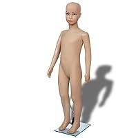 vidaXL Mannequin, Child Mannequin Full Body Realistic with Glass Base, Kids Dress Display Body with Head and Face, Dress Form Mannequin