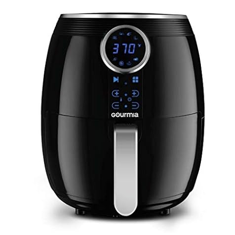 Gourmia GAF575 5-Quart Digital Air Fryer - No Oil Healthy Frying - 12 One-Touch Cooking Functions - Guided Cooking Prompts - Easy Clean-Up - Recipe Book Included
