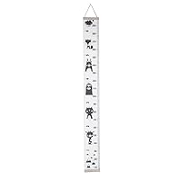 Child Growth Ruler Wood Kids Growth Chart Wood Frame Fabric Canvas Hanging Height Measurement Ruler for Child's Room Decoration (C)