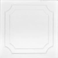 A La Maison Ceilings R08 Virginian Pre-Painted Foam Glue-up Ceiling Tile (21.6 sq. ft./Case), Pack of 8, Ultra Pure White