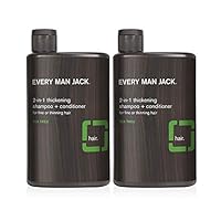 2-in-1 Thickening Shampoo + Conditioner - Thicken, Cleanse, and Hydrate Hair with Coconut, Aloe, and Tea Tree Oil - Naturally Derived and No Harsh Chemicals - Twin Pack