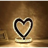 Crystal lamp Led Crystal Heart-Shaped Lamp Bedroom Bed Room Study Stainless Steel Lamp Modern Minimalist Table Lamp Fashion Wedding Lighting Table Lamp Best Gift (Color : Warm Light)