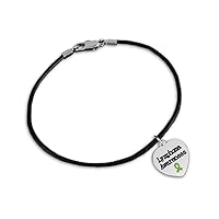 Fundraising For A Cause | Lymphoma Awareness Bracelet with Accent String - Lymphoma Lime Green Ribbon Charm Bracelets for Lymphoma Awareness (1 Bracelet)