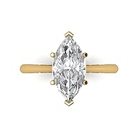 2.5 ct Marquise Cut Genuine Clear Simulated Diamond Bridal Anniversary Engagement Promise 18K Yellow Gold Solitaire Ring