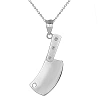 MEAT CLEAVER PENDANT NECKLACE IN STERLING SILVER - Pendant/Necklace Option: Pendant With 16