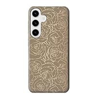 jjphonecase R3466 Gold Rose Pattern Case Cover for Samsung Galaxy S24 Plus