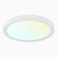 LUXRITE 5 Inch LED Flush Mount Ceiling Light Fixture, 10W, 3 Color Selectable 3000K | 4000K | 5000K, 600 Lumens, Dimmable Round LED Panel Light, Damp Rated, J-Box Installation, ETL Listed