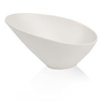 Bamboo fiber Salad Bowls, 4 Packs Serving Bowls Porcelain,compostable 33 Ounce Elegant White Angled Bowls for Salad, Pasta, Soup, Prep, Ideal for Home and Restaurant (White, 9.5Inch)