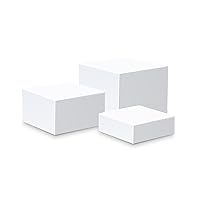 Set of 3 Acrylic Buffet Risers, Food Display Risers for Party Wedding Brunch, White Acrylic Cube Nesting Risers Stands with Hollow Bottoms for Cupcake Dessert Jewelry Collectible 3PCS 6''x7''x8''
