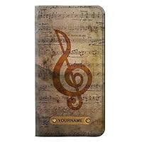 RW2368 Sheet Music Notes PU Leather Flip Case Cover for iPhone 11 with Personalized Your Name on Leather Tag