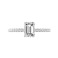 Moissanite Engagement Ring, 1.5ct Emerald Cut, 925 Sterling Silver, Women's Size 3-12