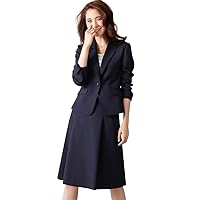 Nissen Women's Suit, Top and Bottom Set, Tuck Flared Skirt + Jacket, With Pockets, Washable, Office/Business Attire